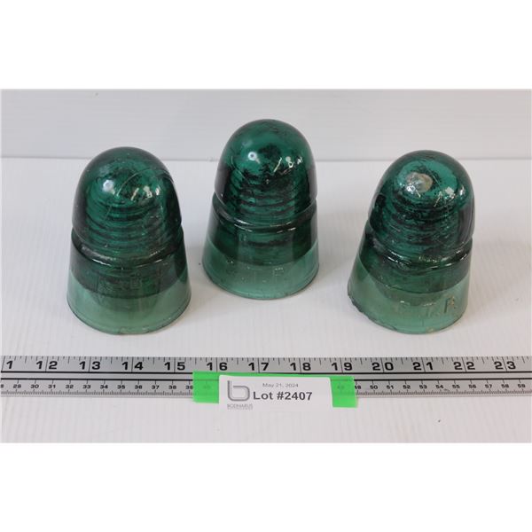 (3) Green Glass Insulators