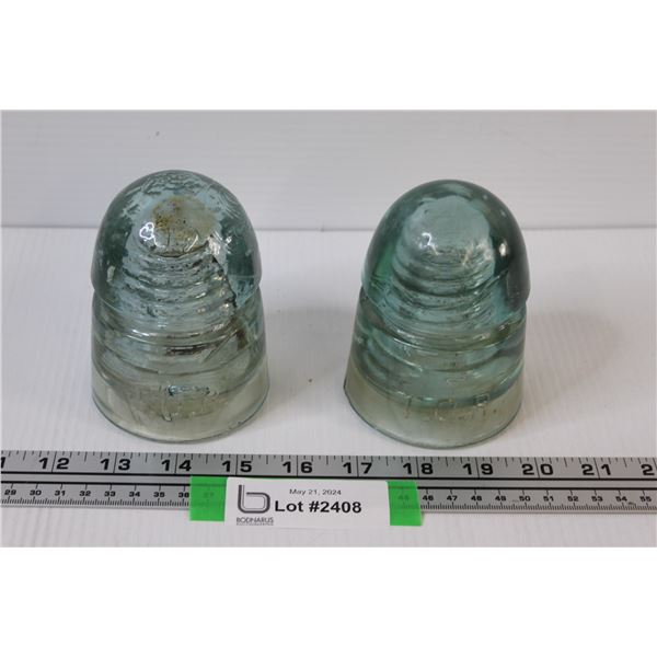 (2) Blue Glass Insulators
