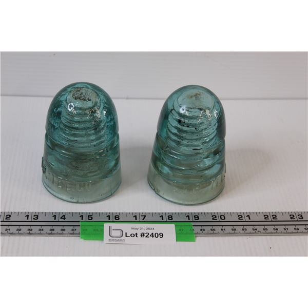 (2) Blue Glass Insulators