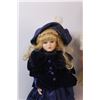 Image 2 : Porcelain Doll in Blue Dress on Stand (18" Tall) Doll in Yellow Dress (Broken Toes - 24" Tall)