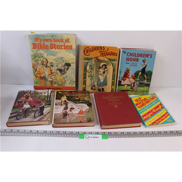 (7) Books: (4) Children's Hour Books, Handwriting Analysis, Children's Bible