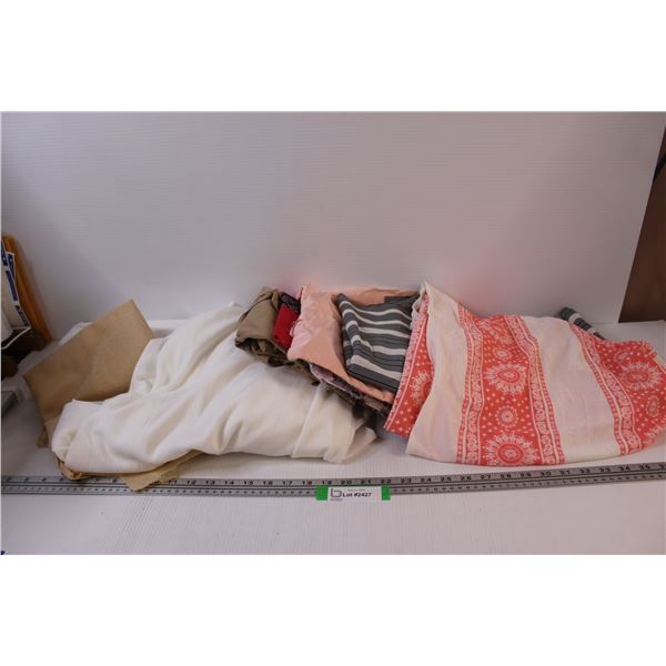 Lot of: Various Material Sizes & Textures (Polyester, Cotton, Quilt Squares)