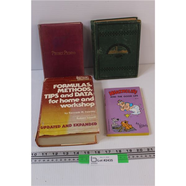(4) Books: Heathcliff, Prince Pedro, Formulas & Methods for Home/Workshop, Manuscript Man