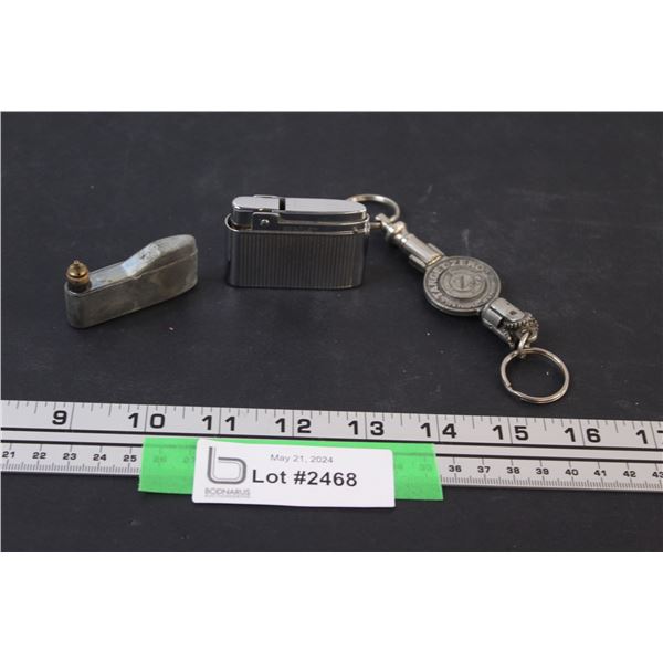 Vintage Bentley Lighter w/Extra Refill Cartridge & Key Chain