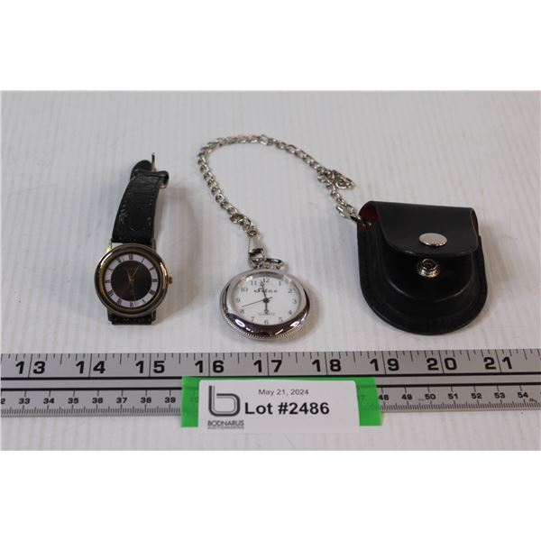 Cardinal Watch & Silex Pocket Watch w/ Leather Case