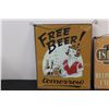 Image 2 : (2) Metal Signs: Free Beer, Ugly Beer - 10"x8"