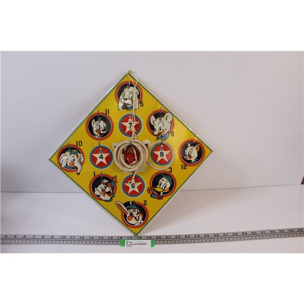 Vintage Metal Ring Toss - 12"x12" - Missing a Few Pegs