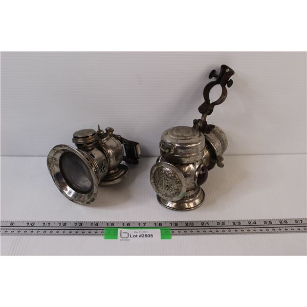 (2) Vintage Kerosene Bike Lamps