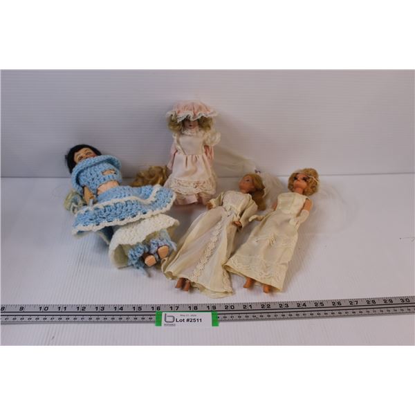 (2) Vintage Bride Barbies, (2) Vintage Dolls