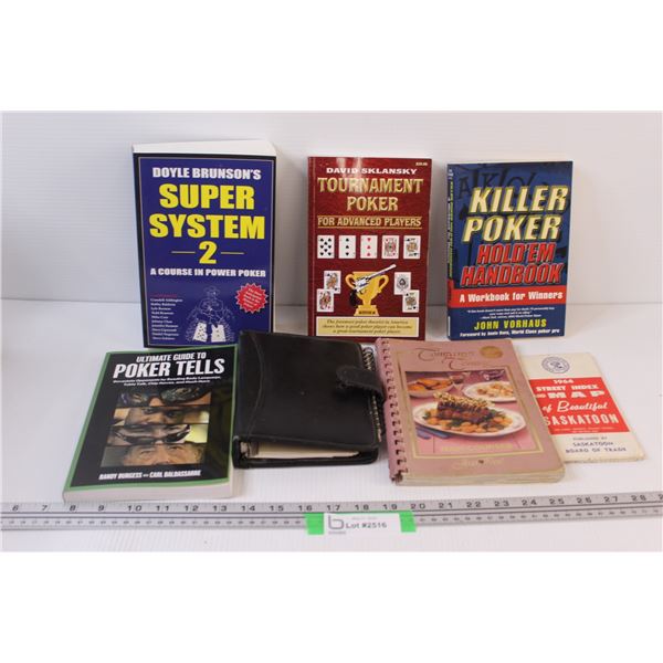 (7) Books: Cookbook, Poker, 1964 Saskatoon Map, Planner