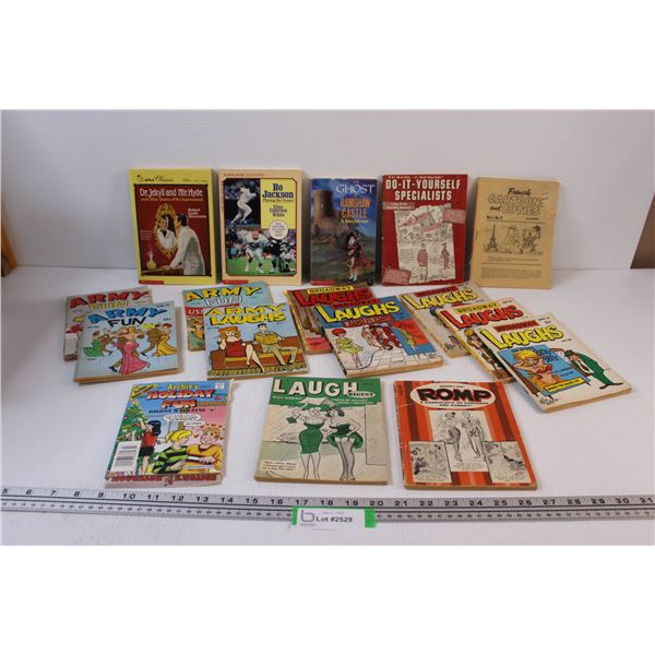(15) Comic & Books: Army Fun, Army Laughs, Archie, Misc.