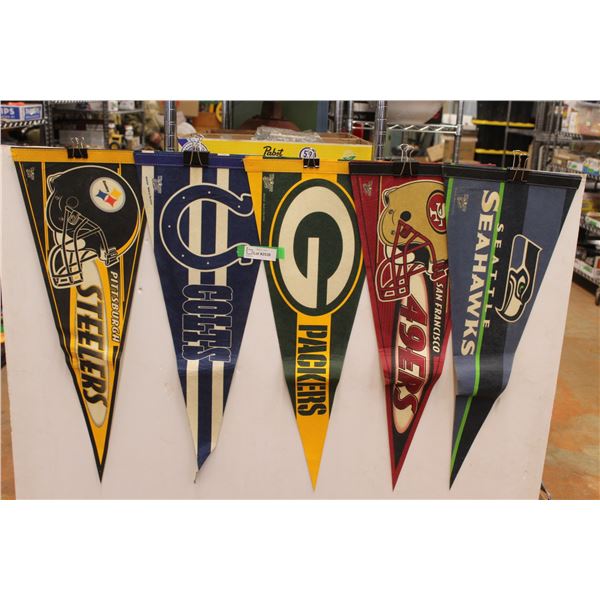 Sports Pennants: Colts, Seahawks, Packers, 49ers, Steelers