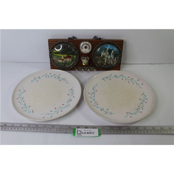 Vintage Key Rack w/Thermometer - (2) Plates