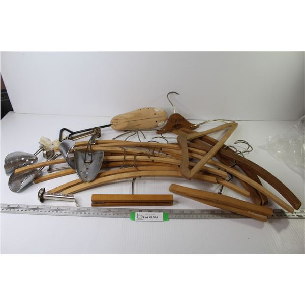 Vintage Shoe Forms/Stretchers of Assortment of Vintage Wooden Hangers