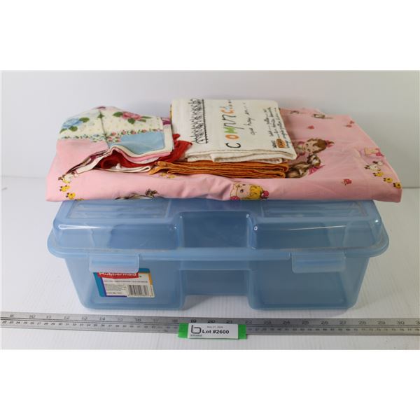 Rubber Maid Container - Fabric - Tea Towels - Hankies