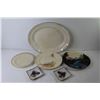 Image 1 : Ceramic Platter - Fire King Hand Painted Plate - (2) Small Horse Dishes - Plates