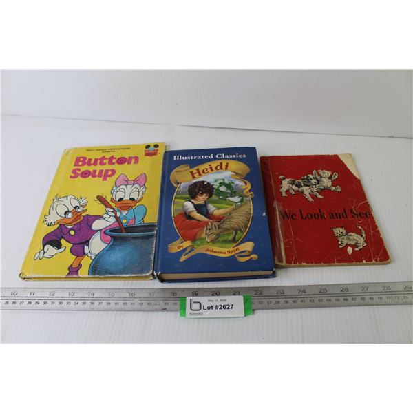 (3) Vintage Children's Books - Look & See - Button Soap - Heidi