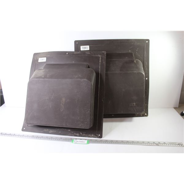 (2) Brown Plastic Vent Covers (17 1/2" x 18 1/2" OD)
