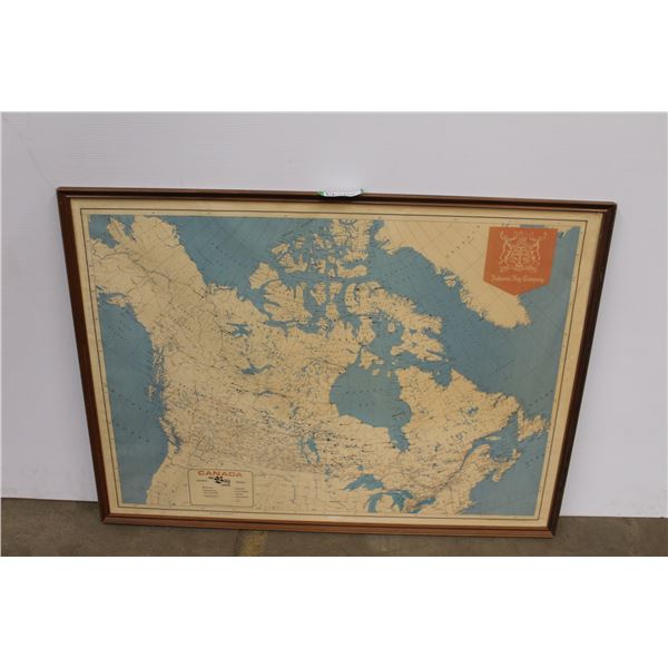 *1970 Framed HBC Canadian Map - 30" x 40"