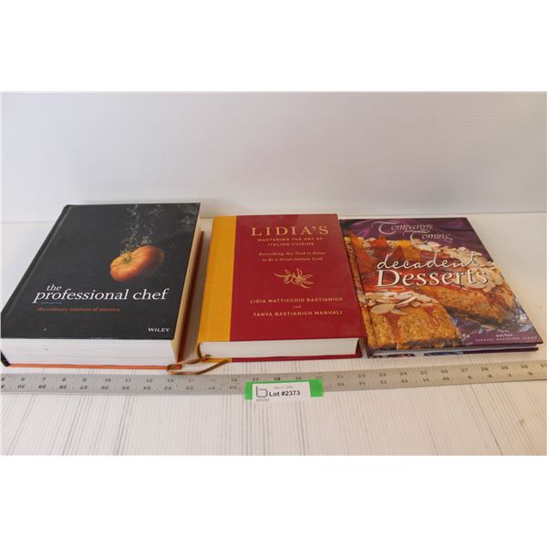 (3) Cookbooks: Desserts, Italian, Pro Chef
