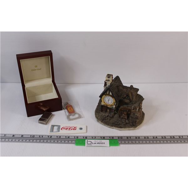 Biarritz Clock House w/Water Wheel Decor - 6.5" x 5", Coca Cola Bottle Opener, Fireball Bottle Opene