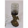 Image 4 : Vintage Brass Table Lamp w/Glass Shade - 11" x 6", Switch Needs Repair, As Is