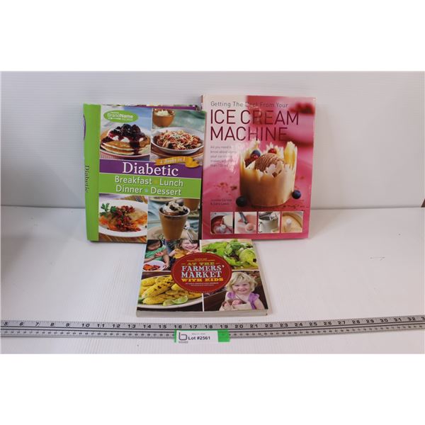 (3) Cookbooks: Farmer's Market, Diabetic, Ice Cream Machine