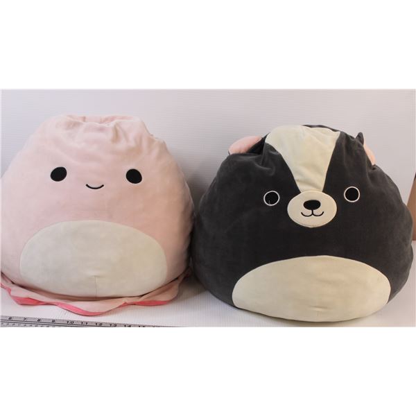 (2) Squishmallows - Squid & Skunk - 14" Wide - Some Wear