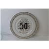 Image 2 : 50th Anniversary Plate - Vintage Plate w/Wire Handle - Crystal Dishes - Blue Glass Bowl