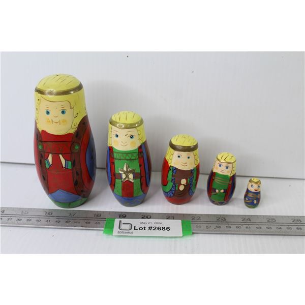 5 Piece Wooden Nesting Dolls (5 5/8" tall)
