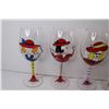 Image 3 : (4) Hand Painted Wine Glasses