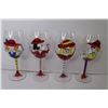 Image 4 : (4) Hand Painted Wine Glasses