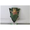 Image 1 : Roseville Pottery Wall Pocket Vase - (1940's Pink Clematis 8 3/4")