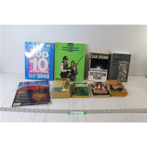 (9) Books: Edgar Allen Poe, Hunter Education, Deception Point, Misc.