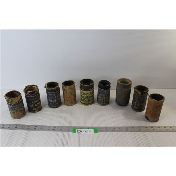 (9) Edison's Blue Amber Record Tubes