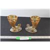 Image 1 : (2) Carnival Glass Cornucopias - 5" Tall