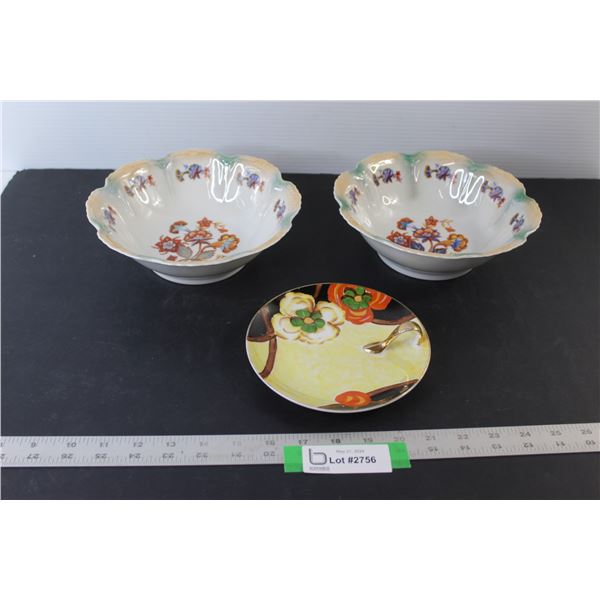 Collectable China: (2) Made in Germany Serving Bowls, Japanese Serving Dessert Tray