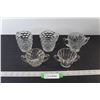 Image 1 : (2) Clear Glass Creamers,, (3) Glass Sugar Dishes