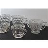 Image 3 : (2) Clear Glass Creamers,, (3) Glass Sugar Dishes
