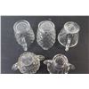 Image 4 : (2) Clear Glass Creamers,, (3) Glass Sugar Dishes