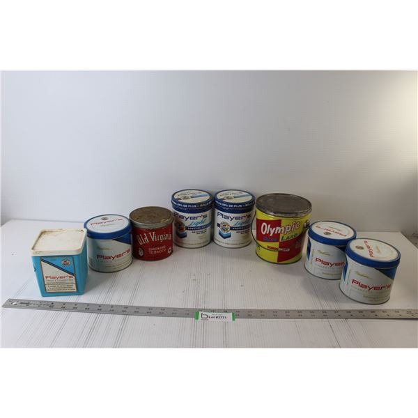(7) Tobacco Tins (1) Lard Tin