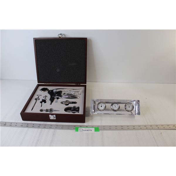 Wine Accessories Kit & Barometer/Thermometer/Clock for Desktop