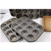 Image 3 : (7) Used Muffin Tin Pans & The Pampered Chef Stoneware Baking Sheet (11"x16")