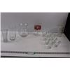 Image 1 : (12 pcs) Glass (3) Vases, (1) Goblet, (8) Glass Cups & (1) Plastic Crystal LOOKING Vase