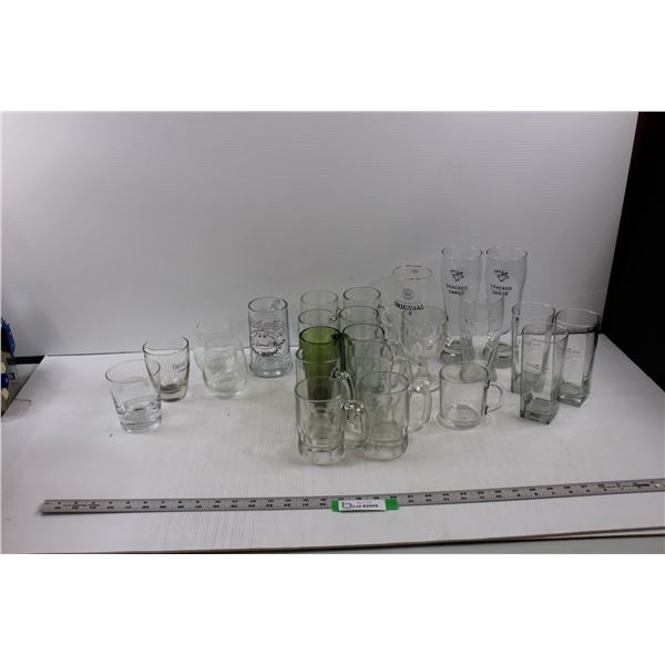 (24 pcs) Bar Glassware - Beer Mugs, Highball Glasses, Pint/Scooner/Goblet Glasses