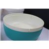 Image 5 : (6 pcs) Kitchen Ware - Mixing Bowls, Tupperware Pitcher w/Lid, Enameled Bowl