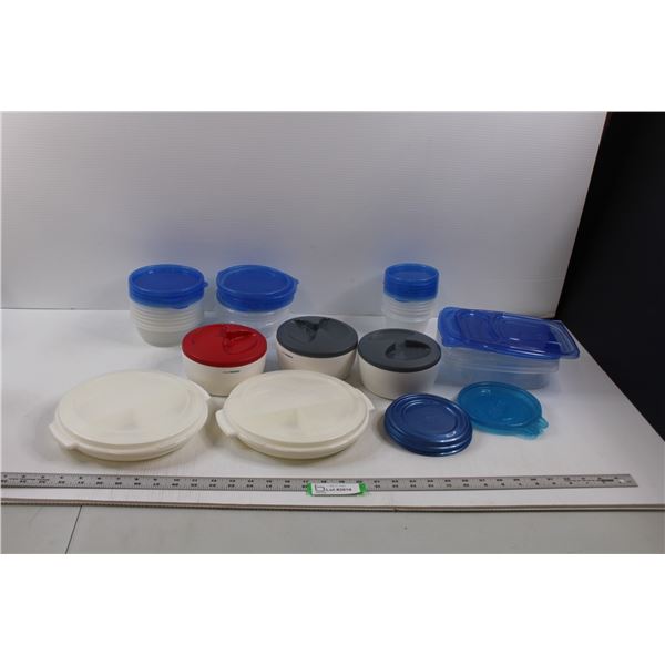 Reusable Food Storage/Take Along Containers - Divided Plates w/Lids, Insulated Bowls w/Lids