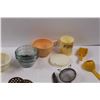 Image 4 : Various Kitchen Items - Spoon's, Ice Cream Scoop, Knives, Food Prep Bowls, Strainer/Sifter Basket, M