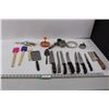 Image 1 : Various Kitchen Items - Grader, Spatulas, Pie Server, Scoop, Knives, Cleaver, Cookie Cutters, Ice Cr