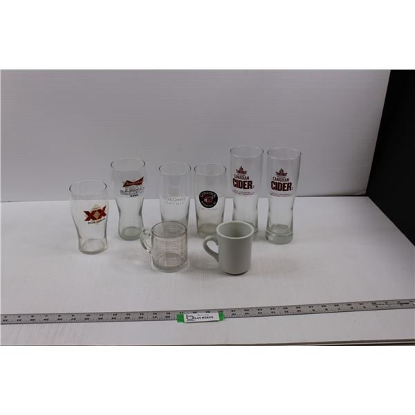 (6) Beer Glasses (2) Mugs